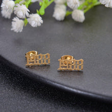 old english letter number earring