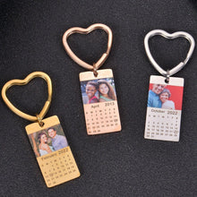 Three color options of custom calendar keychain side by side