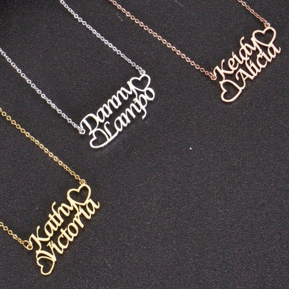 custom couple love necklace