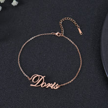 Rose gold custom name anklet with cursive script