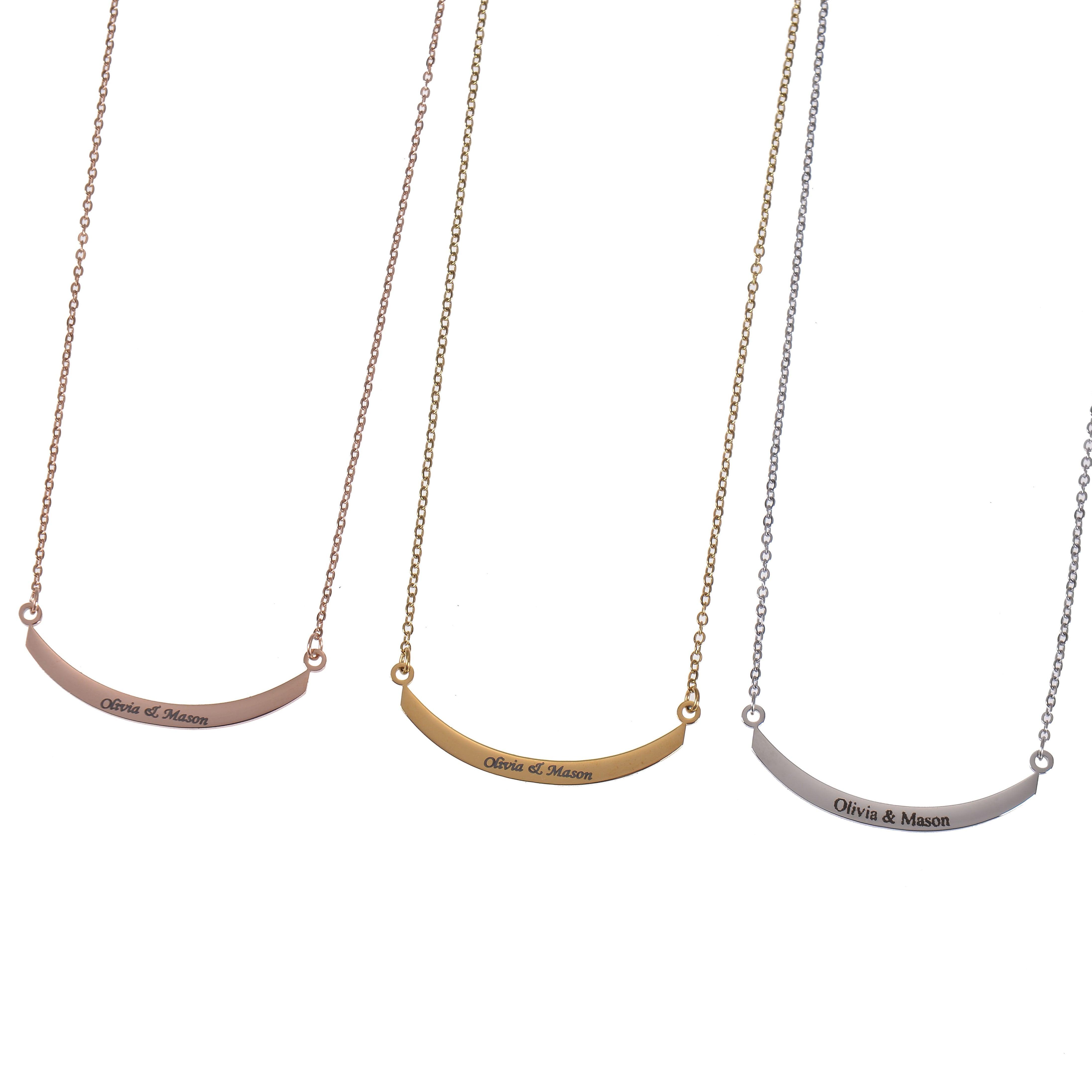 dainty curved bar necklace