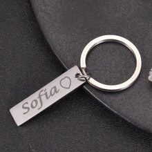 Silver personalized engraved bar keychain with custom name