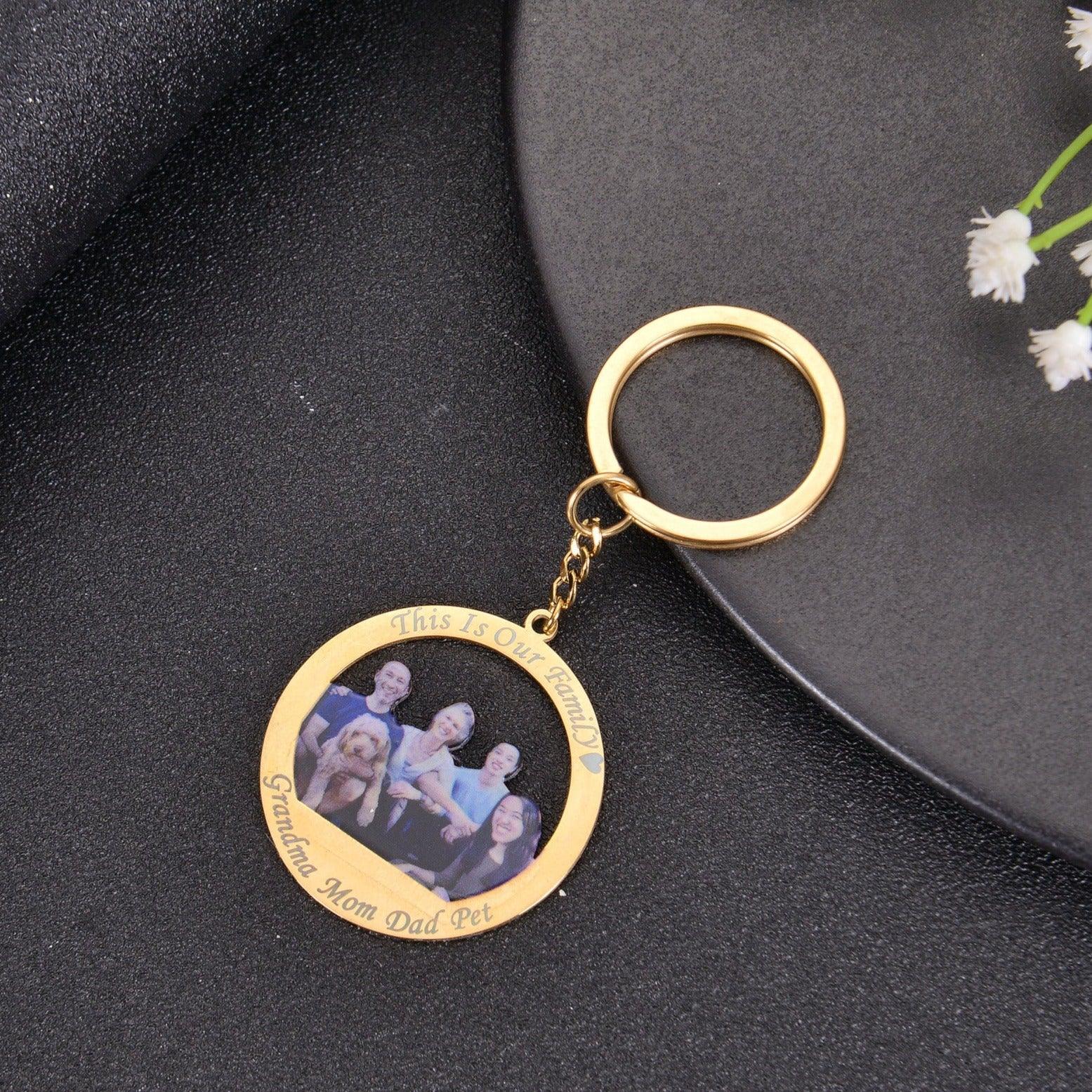 Pendantify Buy Custom Photo Keychain | Picture Keychain | Photo Engraved Keyring 18K Gold Plated