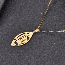 Personalized American football pendant necklace with custom player name