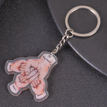 Fist bump keychain with big hand and three kid names