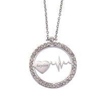 Silver personalized heartbeat name pendant necklace