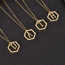 hexagon initial necklace