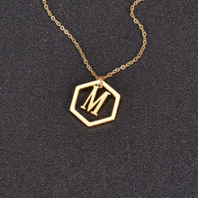 hexagon necklace with initial