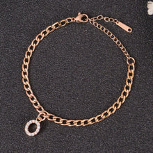 Rose gold custom initial charm bracelet with CZ letter charm