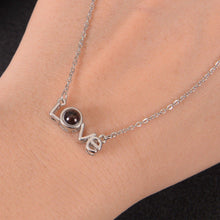Close-up of custom photo inside Love pendant stone
