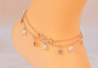 pearl and moon anklet