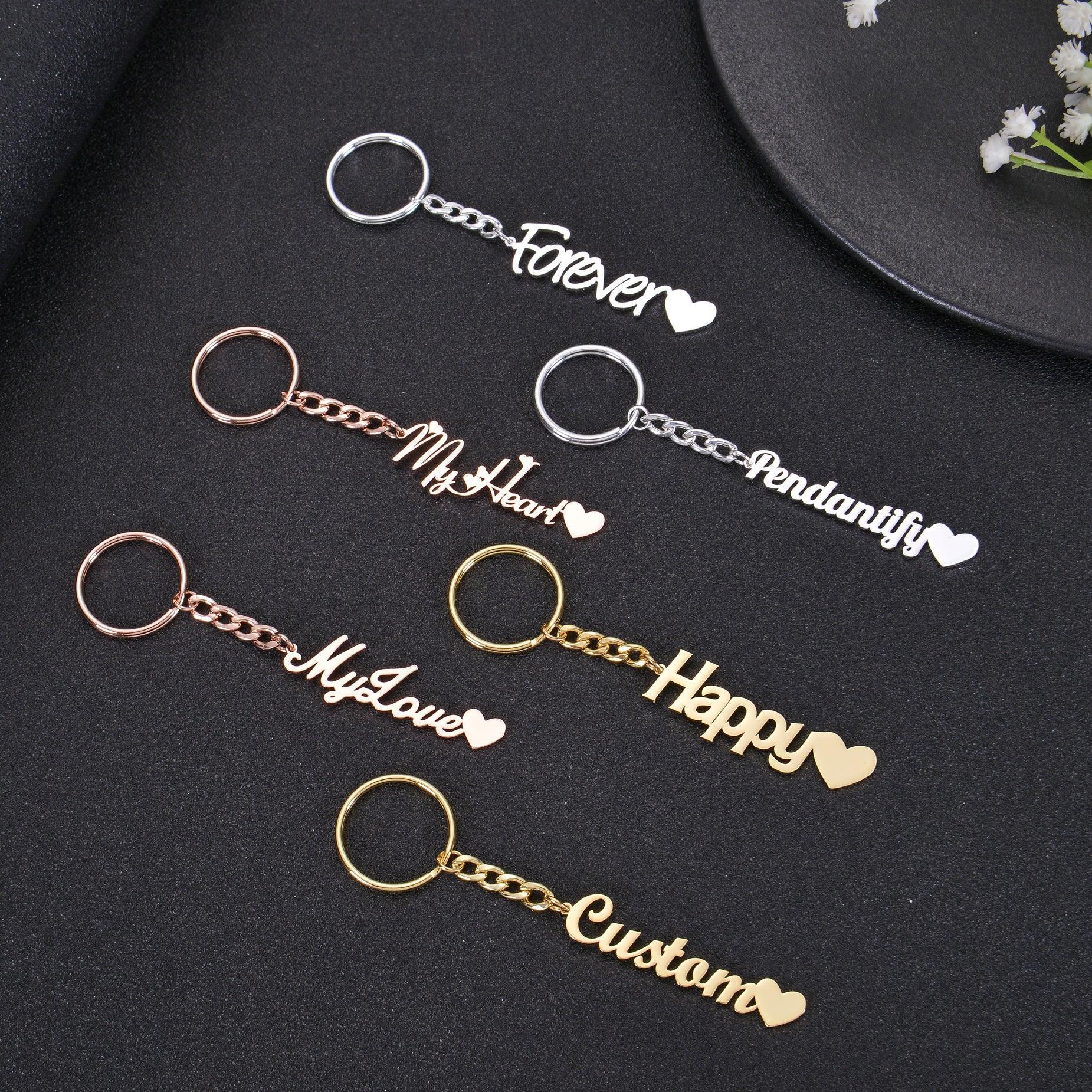 name keychain in different fonts