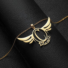rose wing name necklace in rose gold