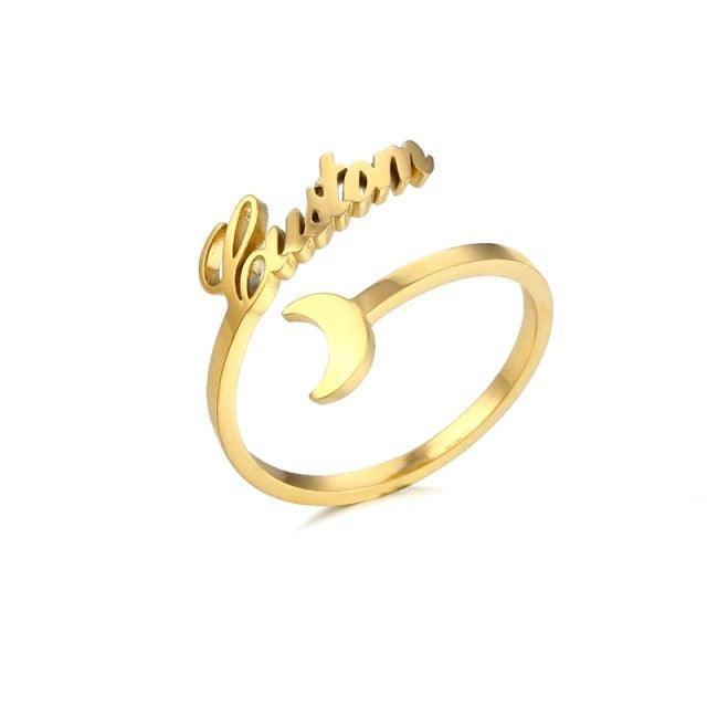 Designer Gold Name Ring |