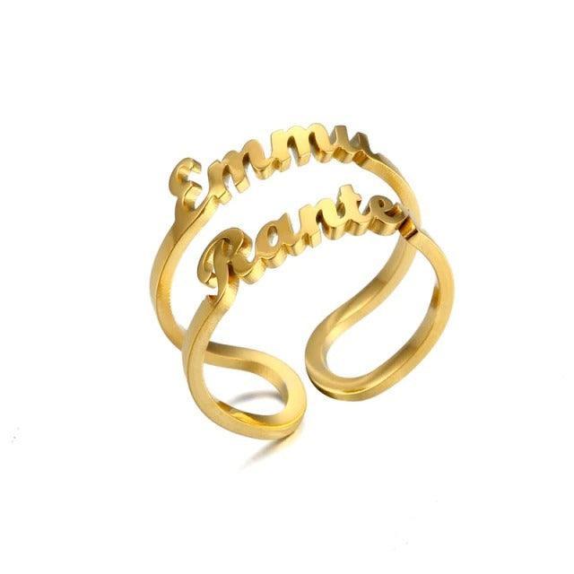 Customized Ring Made Stainless Steel Plated Choose 2 Names - Temu