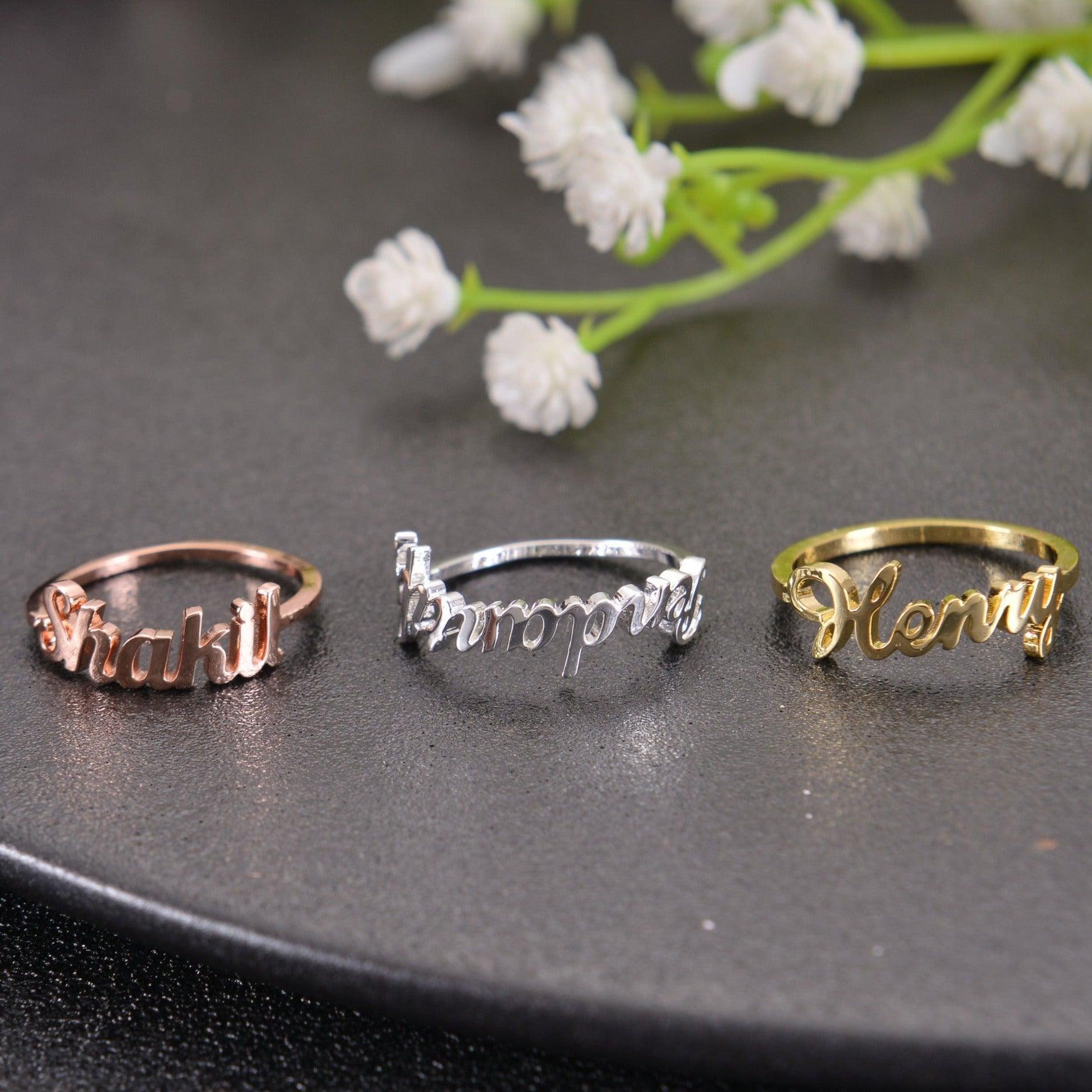 personalized handwrite name ring