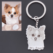 Dog and cat photo examples used to create personalized engraved pet portrait keychains