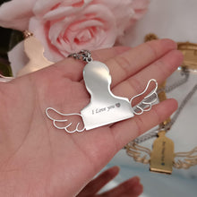 Angel wings memorial necklace with custom engraved photo