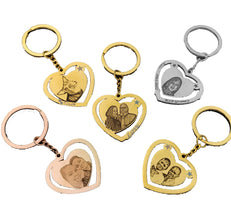 photo engraved heart keychain
