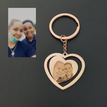 rose gold heartshaped photo keychain