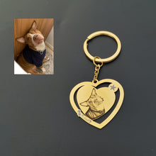 gold heart photo keychain 