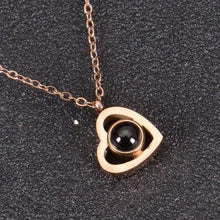 Gold heart photo projection necklace with hidden picture pendant