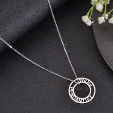 personalized round necklace with multiple names