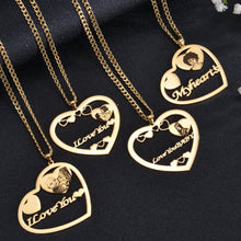 photo engraved double heart necklace pendant
