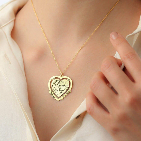 Goldtone Engraved Heart Locket Necklace