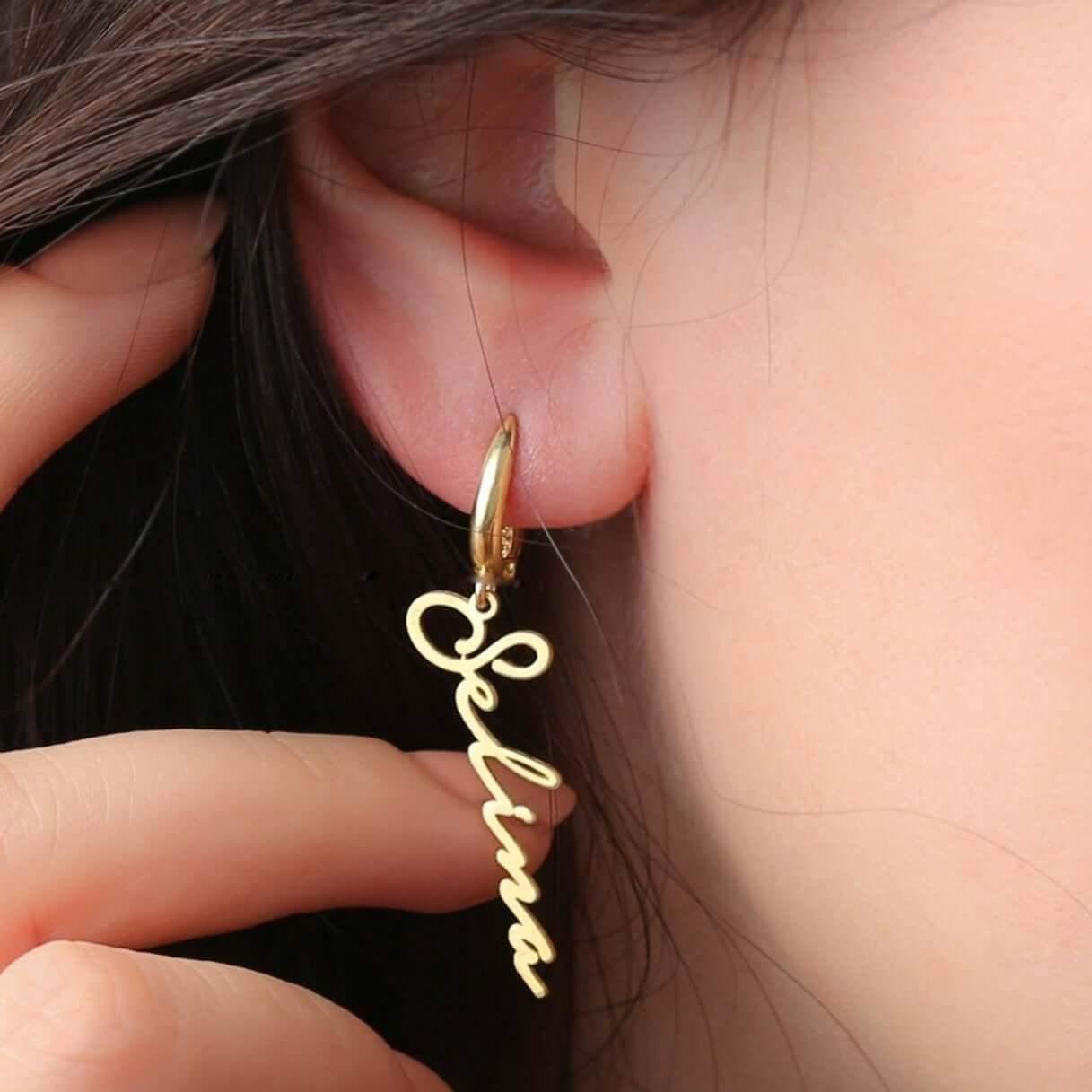 Signature Name Earring-Pendantify-Earrings,Name Earrings,Personalization