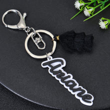 Custom name acrylic keychain with black tassel