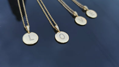 diamond studded initial necklace circle video